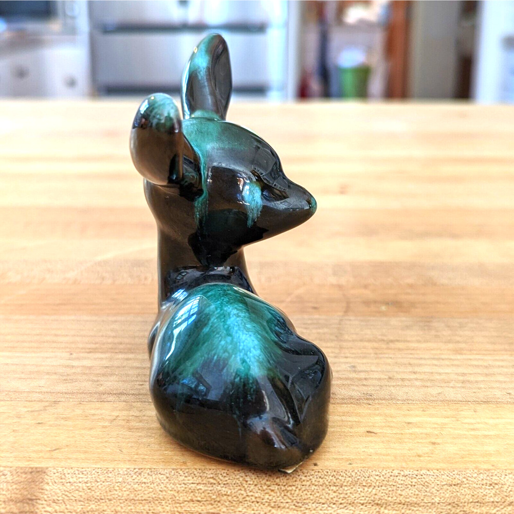 Blue Mountain Pottery Fawn Drip Glaze Blue Green Brown Redware Vintage - Picture 9 of 12